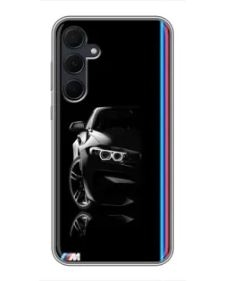 Чехол для Samsung Galaxy A35 (5G) с картинкой «Силуэт BMW в темноте»