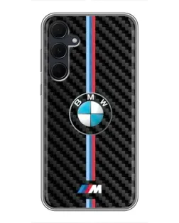 Чехол для Samsung Galaxy A35 (5G) с картинкой «Эмблема BMW и карбон»