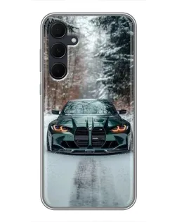 Чехол для Samsung Galaxy A35 (5G) с картинкой «BMW в зимнем лесу»