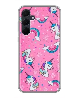 Чехол для Samsung Galaxy A35 (5G) с картинкой «Unicorn паттерн розовый»