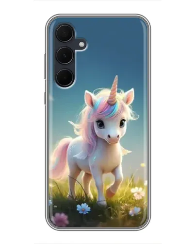 Чехол для Samsung Galaxy A35 (5G) с картинкой «Единорог на поляне»
