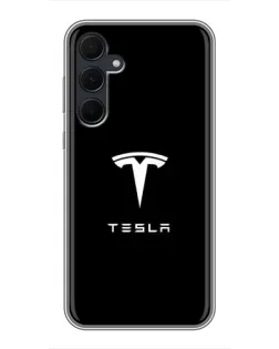 Чехол для Samsung Galaxy A35 (5G) с картинкой «Tesla White Logo» Чехол для Samsung Galaxy A35 (5G) с картинкой «Tesla White Logo»