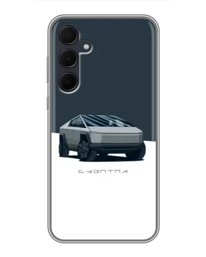 Чехол для Samsung Galaxy A35 (5G) с картинкой «Серебристый Cybertruck Tesla»