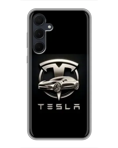 Чехол для Samsung Galaxy A35 (5G) с картинкой «Tesla — серебристое авто»