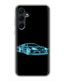 Чехол для Samsung Galaxy A35 (5G) с картинкой «Неоновый контур Lamborghini»