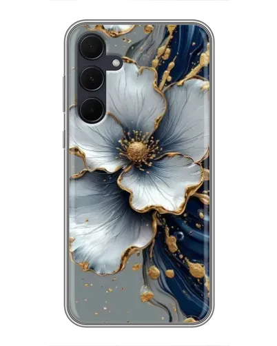 Чехол для Samsung Galaxy A35 (5G) с картинкой «Белый цветок и золотой флюид» Чехол для Samsung Galaxy A35 (5G) с картинкой «Белый цветок и золотой флюид»
