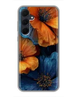 Чехол для Samsung Galaxy A35 (5G) с картинкой «Яркая сине-оранжевая флора» Чехол для Samsung Galaxy A35 (5G) с картинкой «Яркая сине-оранжевая флора»