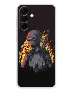 Чехол для Samsung Galaxy A36 5G с картинкой «PUBG — огненный силуэт»