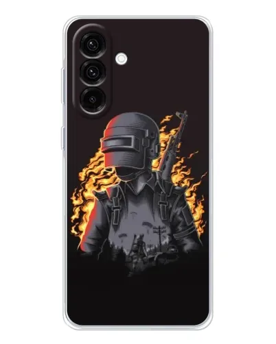 Чехол для Samsung Galaxy A36 5G с картинкой «PUBG — огненный силуэт» Чехол для Samsung Galaxy A36 5G с картинкой «PUBG — огненный силуэт»