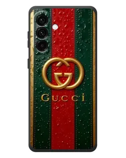 Чехол для Samsung Galaxy A37 с картинкой «Gucci — фирменная полоса и золото»
