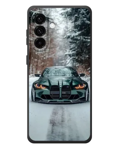 Чехол для Samsung Galaxy A37 с картинкой «BMW в зимнем лесу»