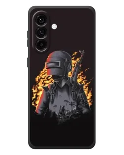 Чехол для Samsung Galaxy A37 с картинкой «PUBG — огненный силуэт»