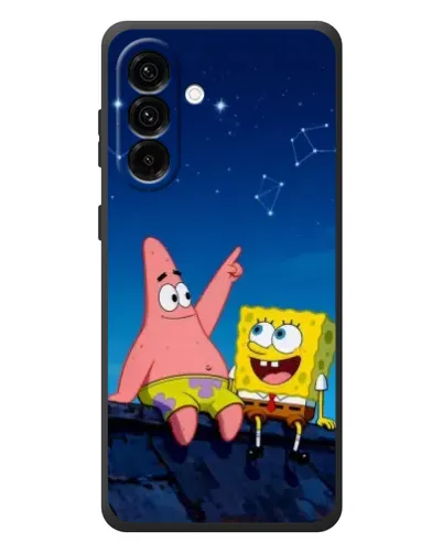 Чехол для Samsung Galaxy A37 с картинкой «Губка Боб и Патрик ночью»