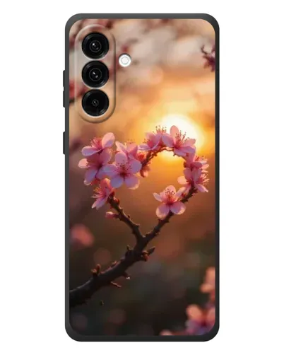 Чехол для Samsung Galaxy A37 с картинкой «Розовый цвет сердце на фоне заката»