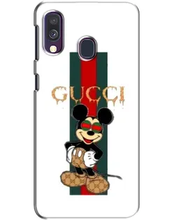 Чехол для Samsung Galaxy A40 2019 (A405F) с картинкой «Микки Маус Gucci — полосы»