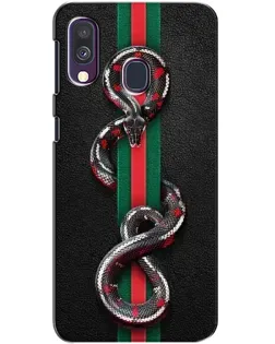 Чехол для Samsung Galaxy A40 2019 (A405F) с картинкой «Gucci — змея на полосе» Чехол для Samsung Galaxy A40 2019 (A405F) с картинкой «Gucci — змея на полосе»