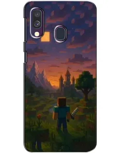 Чехол для Samsung Galaxy A40 2019 (A405F) с картинкой «Стив у башни» Чехол для Samsung Galaxy A40 2019 (A405F) с картинкой «Стив у башни»
