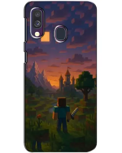 Чехол для Samsung Galaxy A40 2019 (A405F) с картинкой «Стив у башни» Чехол для Samsung Galaxy A40 2019 (A405F) с картинкой «Стив у башни»