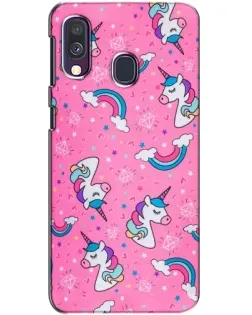 Чехол для Samsung Galaxy A40 2019 (A405F) с картинкой «Unicorn паттерн розовый»