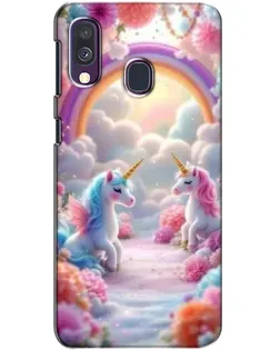 Чехол для Samsung Galaxy A40 2019 (A405F) с картинкой «Радуга и единороги»