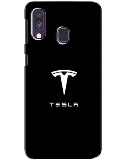 Чехол для Samsung Galaxy A40 2019 (A405F) с картинкой «Tesla White Logo»