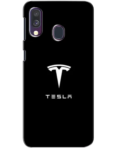 Чехол для Samsung Galaxy A40 2019 (A405F) с картинкой «Tesla White Logo»
