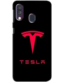 Чехол для Samsung Galaxy A40 2019 (A405F) с картинкой «Tesla Red Logo»