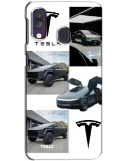 Чехол для Samsung Galaxy A40 2019 (A405F) с картинкой «Коллаж Cybertruck Tesla»