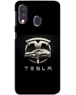 Чехол для Samsung Galaxy A40 2019 (A405F) с картинкой «Tesla — серебристое авто»