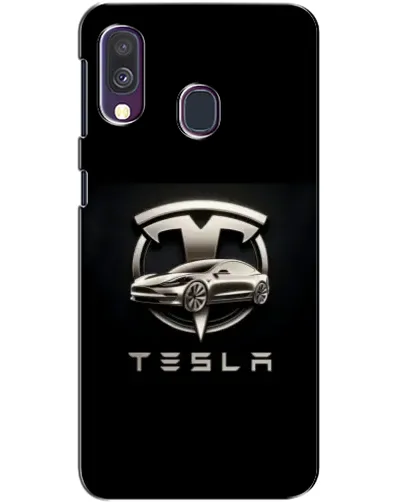 Чехол для Samsung Galaxy A40 2019 (A405F) с картинкой «Tesla — серебристое авто»