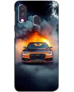 Чехол для Samsung Galaxy A40 2019 (A405F) с картинкой «Audi в огненном дыму»
