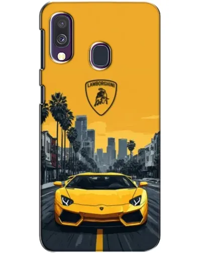 Чехол для Samsung Galaxy A40 2019 (A405F) с картинкой «Желтый Lamborghini город»