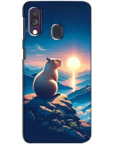 Чехол для Samsung Galaxy A40 2019 (A405F) с картинкой «Закат солнца с капибарой»