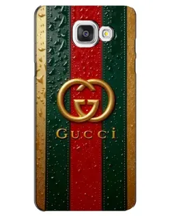 Чехол для Samsung Galaxy A5 2016 (A5100, A510F) с картинкой «Gucci — фирменная полоса и золото» Чехол для Samsung Galaxy A5 2016 (A5100, A510F) с картинкой «Gucci — фирменная полоса и золото»