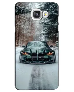 Чехол для Samsung Galaxy A5 2016 (A5100, A510F) с картинкой «BMW в зимнем лесу»