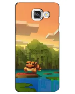 Чехол для Samsung Galaxy A5 2016 (A5100, A510F) с картинкой «Майнкрафт закат солнца»