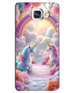 Чехол для Samsung Galaxy A5 2016 (A5100, A510F) с картинкой «Радуга и единороги»