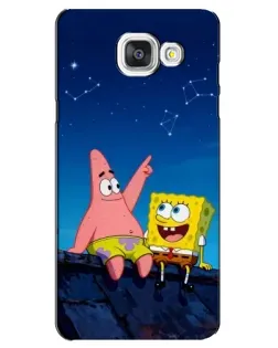 Чехол для Samsung Galaxy A5 2016 (A5100, A510F) с картинкой «Губка Боб и Патрик ночью»