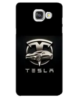 Чехол для Samsung Galaxy A5 2016 (A5100, A510F) с картинкой «Tesla — серебристое авто»
