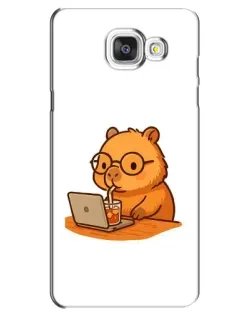 Чехол для Samsung Galaxy A5 2016 (A5100, A510F) с картинкой «Капибара с ноутбуком»