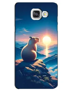 Чехол для Samsung Galaxy A5 2016 (A5100, A510F) с картинкой «Закат солнца с капибарой»