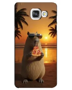 Чехол для Samsung Galaxy A5 2016 (A5100, A510F) с картинкой «Капибара с пиццей»