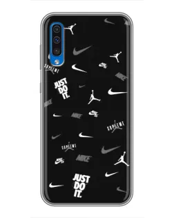 Чехол для Samsung Galaxy A50 2019 (A505F) с картинкой «Nike Black Pattern» Чехол для Samsung Galaxy A50 2019 (A505F) с картинкой «Nike Black Pattern»