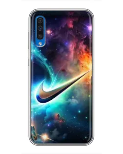 Чехол для Samsung Galaxy A50 2019 (A505F) с картинкой «Космический Nike Swoosh» Чехол для Samsung Galaxy A50 2019 (A505F) с картинкой «Космический Nike Swoosh»