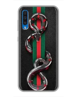 Чехол для Samsung Galaxy A50 2019 (A505F) с картинкой «Gucci — змея на полосе» Чехол для Samsung Galaxy A50 2019 (A505F) с картинкой «Gucci — змея на полосе»