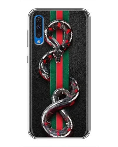 Чехол для Samsung Galaxy A50 2019 (A505F) с картинкой «Gucci — змея на полосе» Чехол для Samsung Galaxy A50 2019 (A505F) с картинкой «Gucci — змея на полосе»