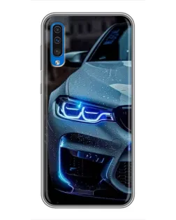 Чехол для Samsung Galaxy A50 2019 (A505F) с картинкой «Взгляд BMW с синими фарами» Чехол для Samsung Galaxy A50 2019 (A505F) с картинкой «Взгляд BMW с синими фарами»