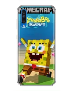 Чехол для Samsung Galaxy A50 2019 (A505F) с картинкой «Губка Боб Minecraft»