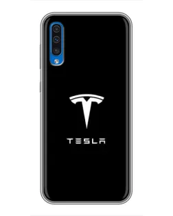 Чехол для Samsung Galaxy A50 2019 (A505F) с картинкой «Tesla White Logo» Чехол для Samsung Galaxy A50 2019 (A505F) с картинкой «Tesla White Logo»