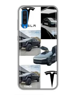 Чехол для Samsung Galaxy A50 2019 (A505F) с картинкой «Коллаж Cybertruck Tesla» Чехол для Samsung Galaxy A50 2019 (A505F) с картинкой «Коллаж Cybertruck Tesla»
